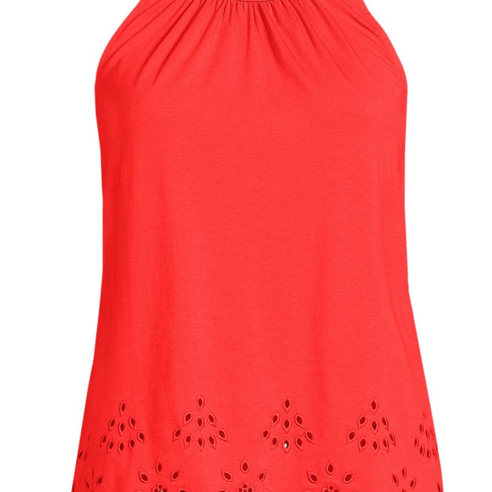 Lands' End Women's Lightweight Jersey Eyelet Tank Top